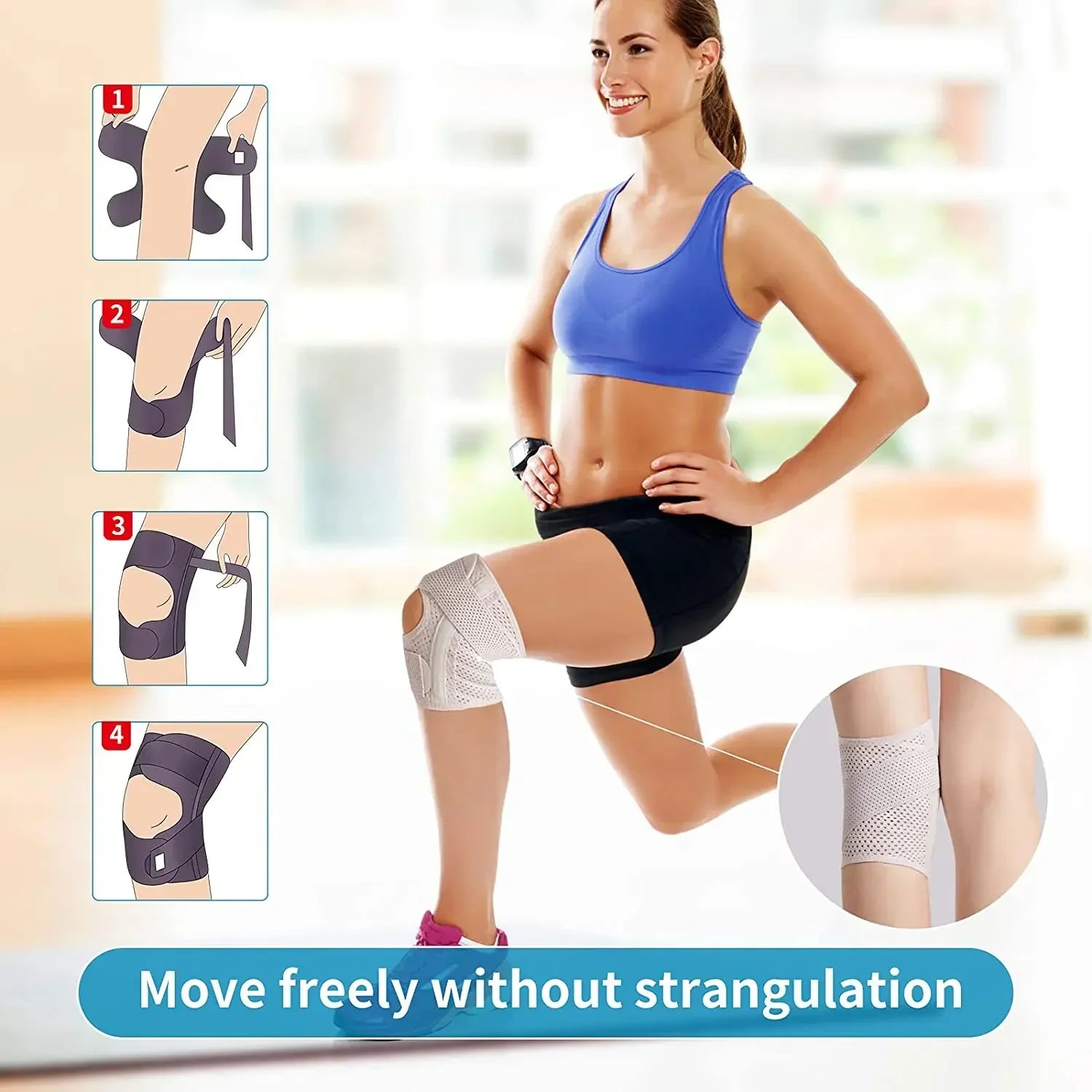 Knee Brace with Side Stabilizers,Breathable Adjustable Knee Support for Meniscus Tear Knee Pain ACL Arthritis Injury Recovery