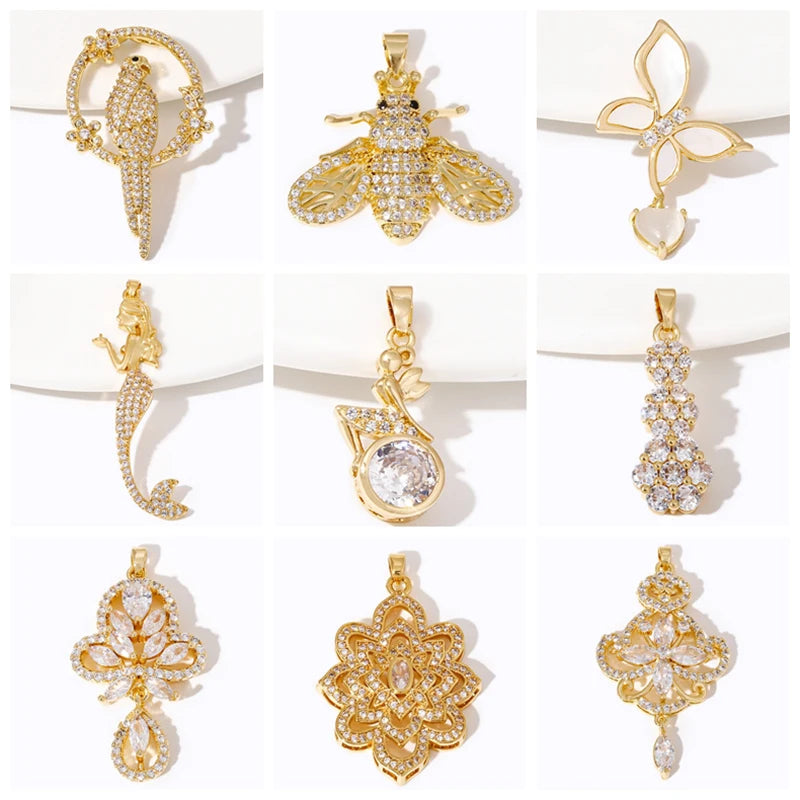 18K Gold Plated Brass Sun Charms For Jewelry Making,Jewelry Pendants,Inlaid Zircon Sun Pendants For Necklace Making Findings