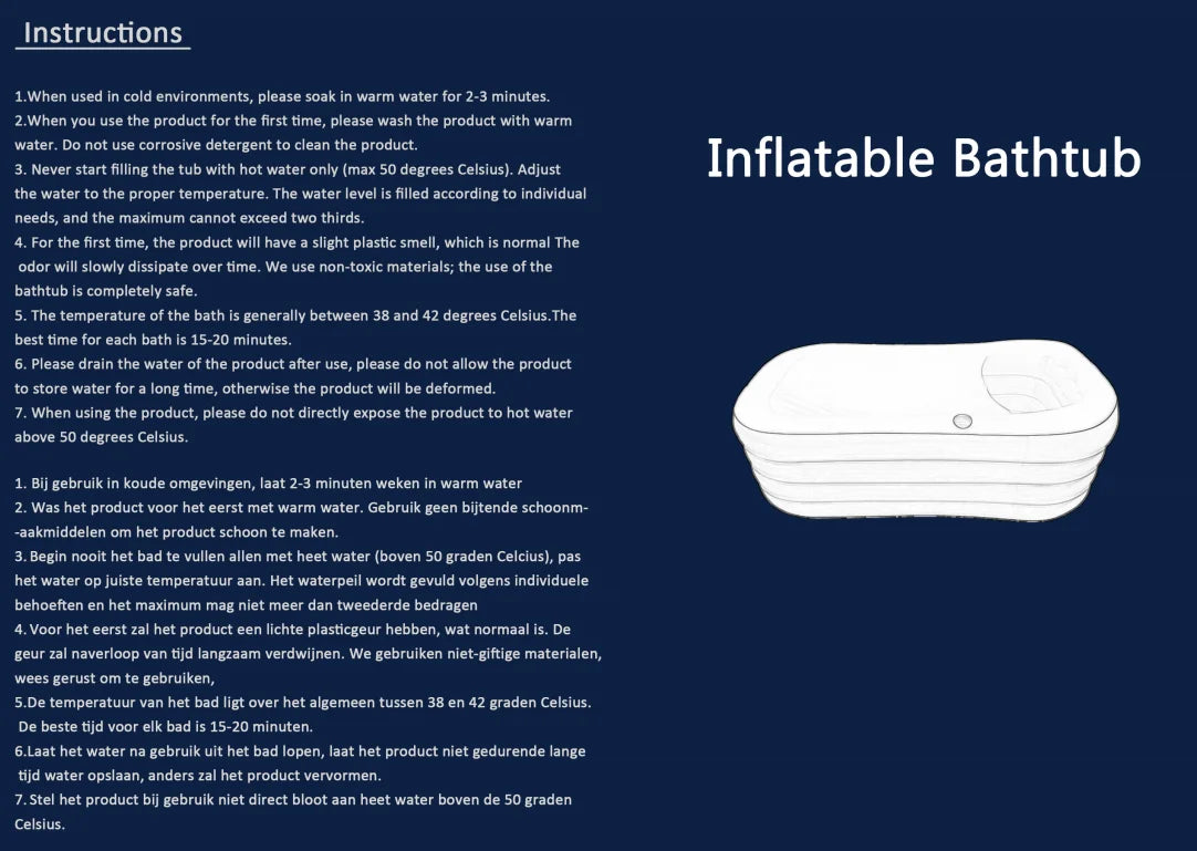 Foldable Adult Inflatable Bathtub