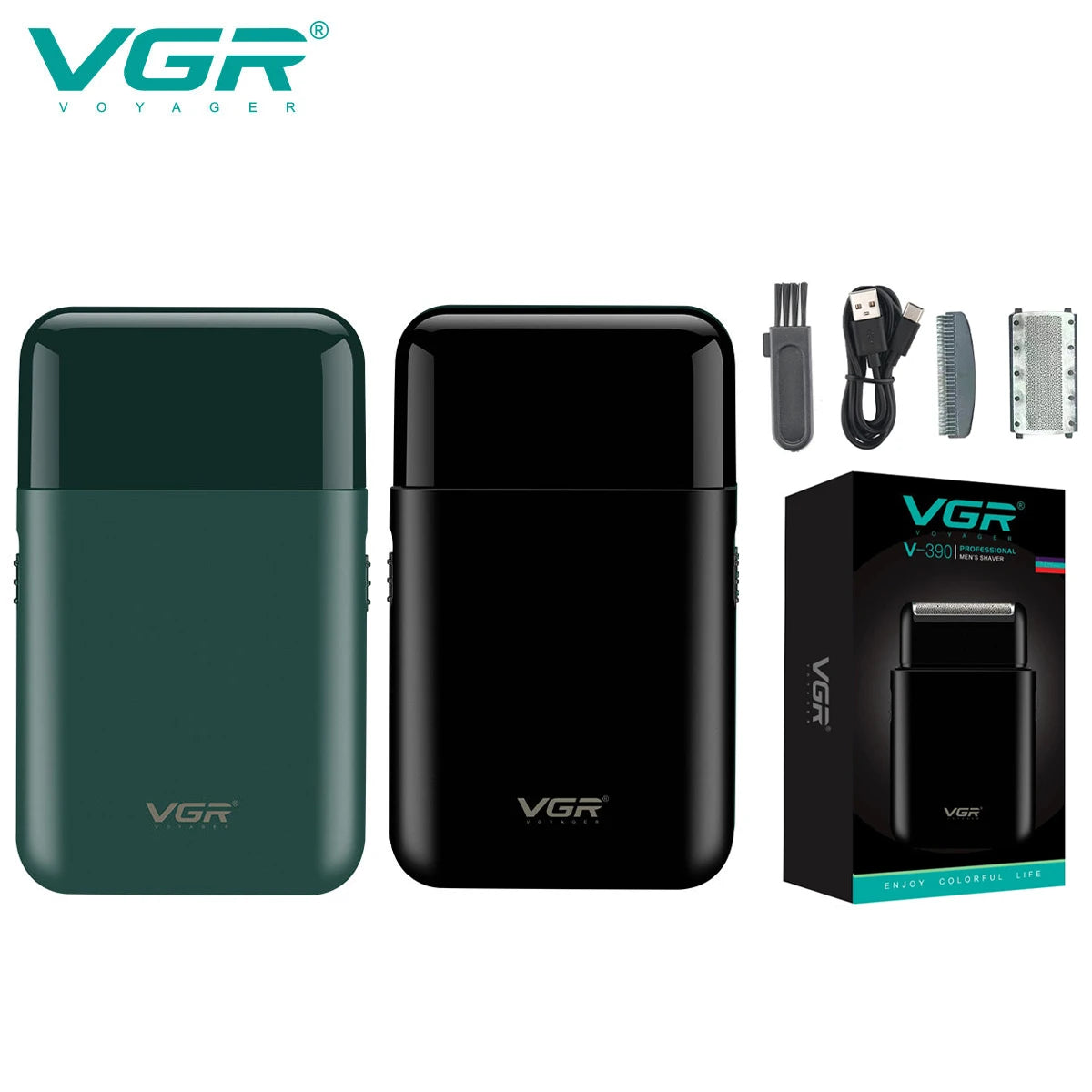 VGR V-390 mini single blade cordless beard trimmer razor rechargeable foil electric face body shaver for men Convenient razor