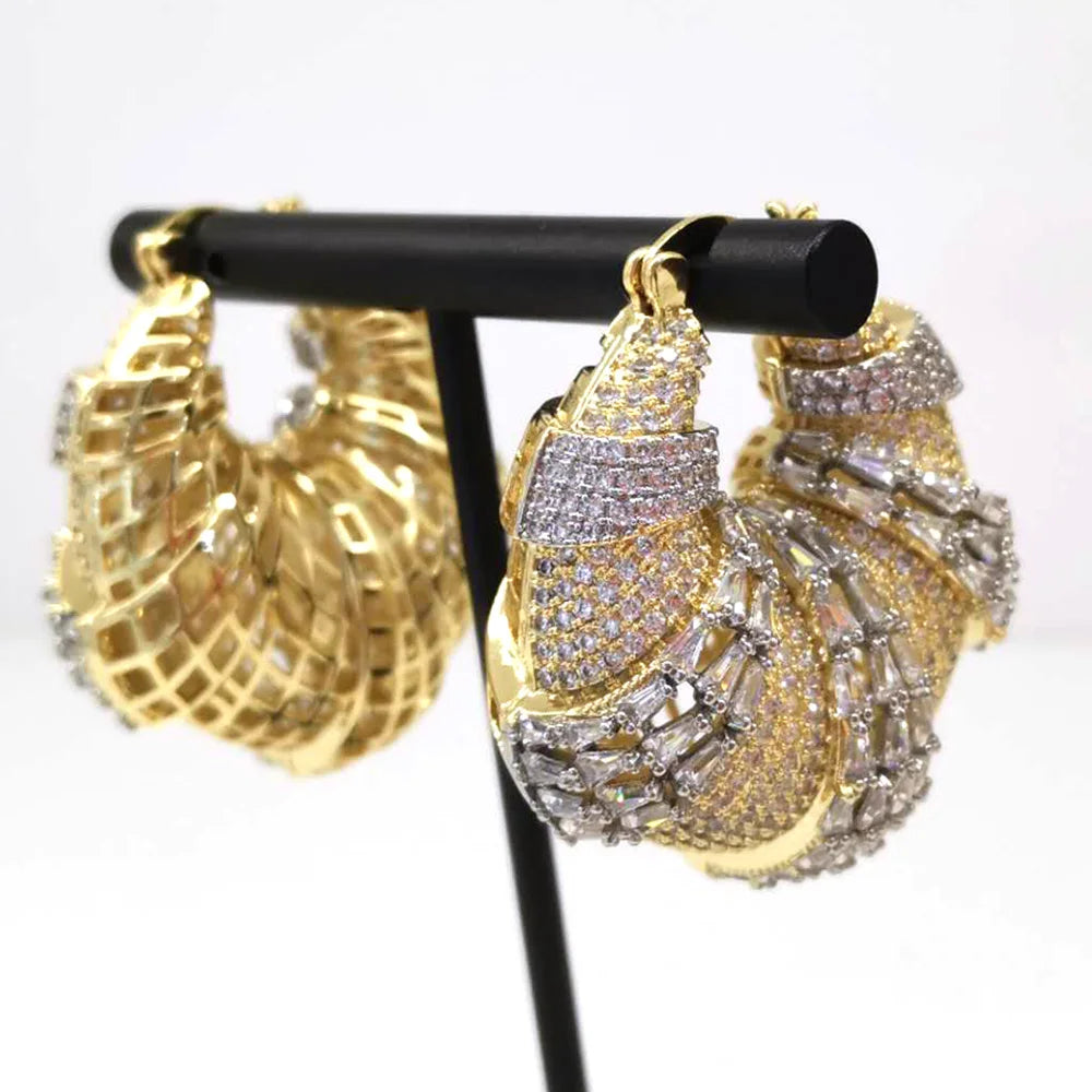 GODKI Luxury Leopard Statement Big Hoop Earrings For Women Wedding Cubic Zircon CZ DUBAI Bridal Round Circle Hoop Earring 2019