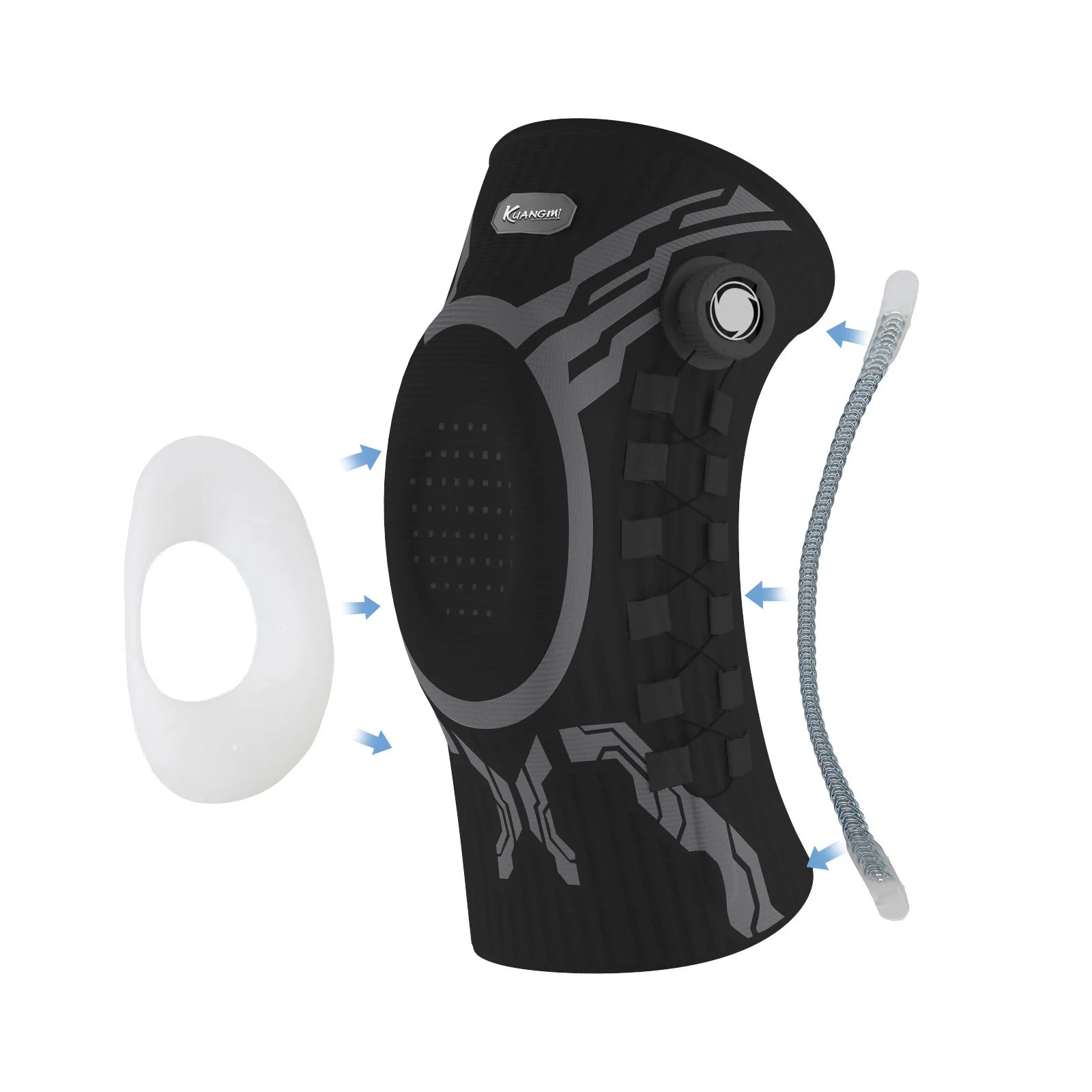 Kuangmi Smart Knee Brace Adjustable Compression with Mechanical Knob - for Stability & Pain Relief & Sports & Daily Use