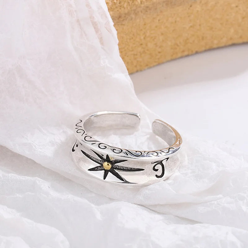 Fashion 925 Sterling Silver Starburst Woman Rings Fine Jewelry Trending Products GaaBou Jewellery