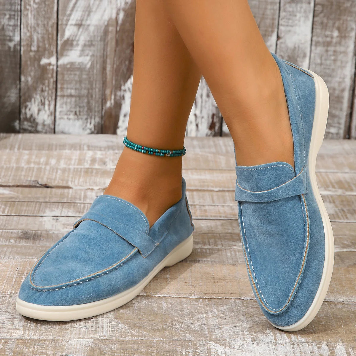 New 2024 summer Women's British Fashion Solid Color Suede Canvas  Lightweight  Flat Shoes Outdoor Comfortable Casual Shoes