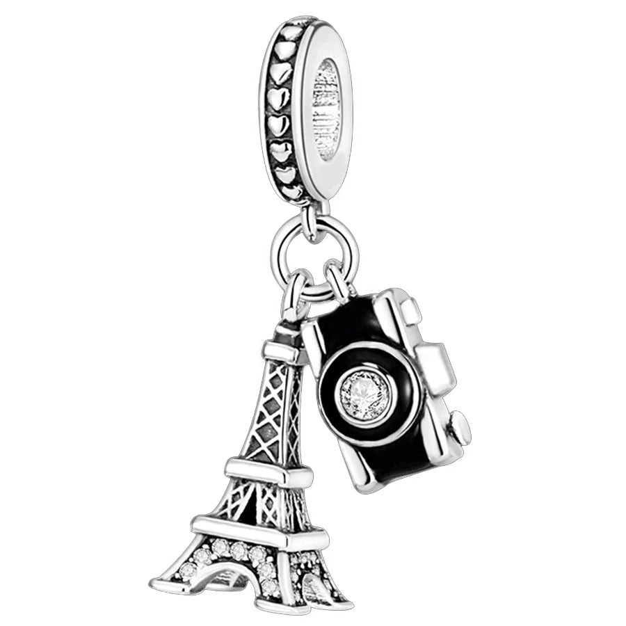 Dinglly 2pcs/lot Cartoon Animal Beads Pacifier Squid & Robot Charm Fit DIY Bike Airplane Beaded Bracelet Handmade Accessory Gift