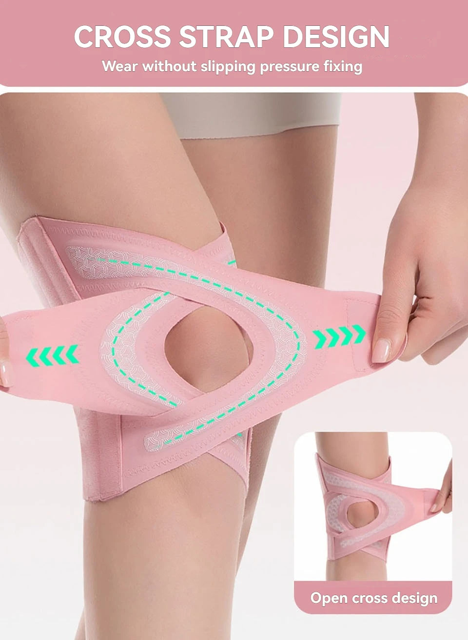 GTUBIKE 1PCS Thin Cross Sports Knee Brace Meniscus Protection Knee Support for Running Sports Non-Slip Compression Knee Sleeve