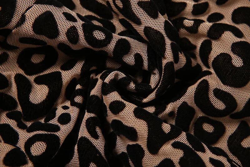 Shestyle Velvet Leopard Sexy Jumpsuits Women Turtleneck Nude Bodycon Mesh Transparent Zipper Fly Slim Fitness Playsuit Clothes