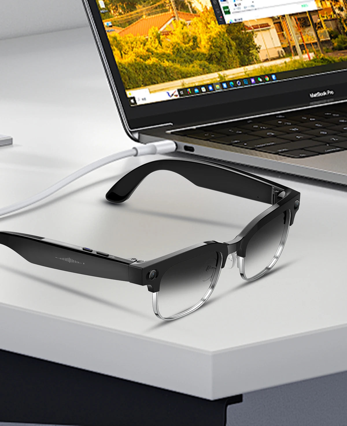 New HOT Business Smart Glasses Men 800W 4K HD Camera 1080P Shooting Action Capture AI Chat Call Waterproof Windproof Sunglasses