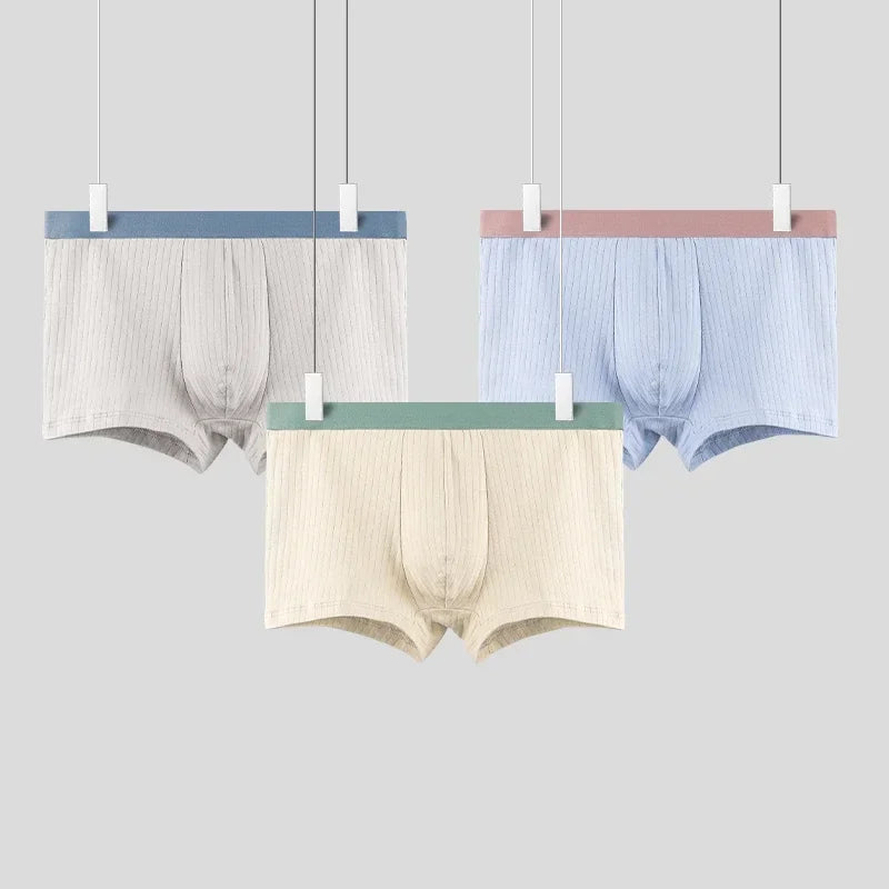 3PC Men's underwear Men's antibacterial cotton boxers summer thin plus size shorts breathable boys sports boxers head