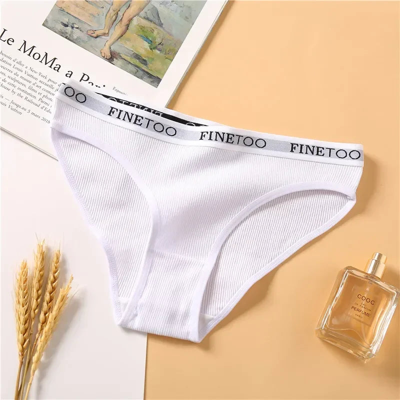 Finetoo 5Pcs Women Sexy Cotton Briefs Intimates Solid Color Low Waist Panty High Elasticity Underwear Female Breathable Lingerie