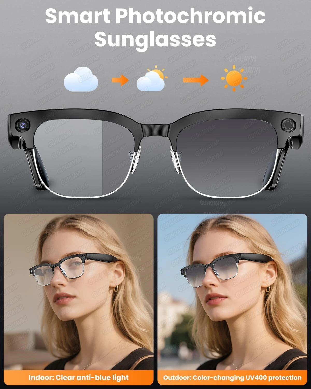 AI Smart Glasses with 800W Pixel Camera Photo Video Recording 120+Language Translation Sunglasses Men Women 2026 New Year's Gift