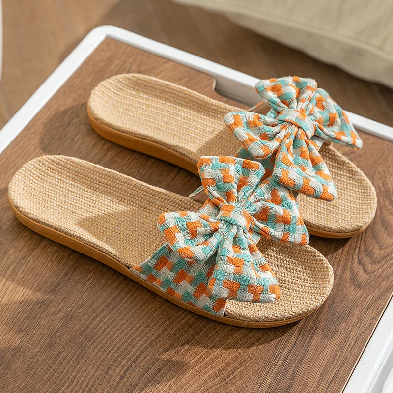 New linen fabric slippers for women perfect for summer suitable for home  indoor use soft sole non-slip. slippers
