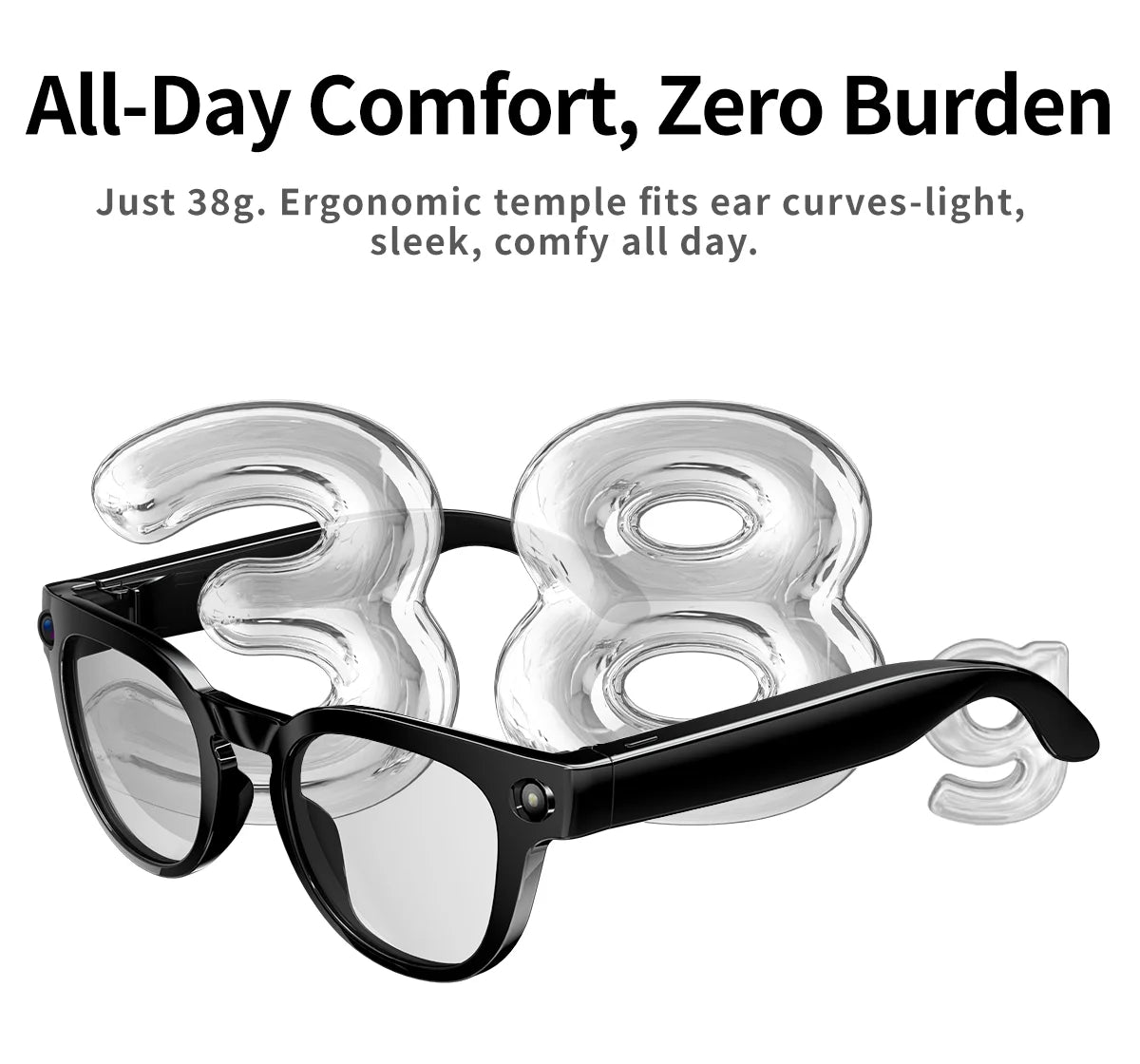 2026AI smart glasses HD 800W anti-shake camera AI dialogue real-time translation IP67waterproof Bluetooth audio smart sunglasses