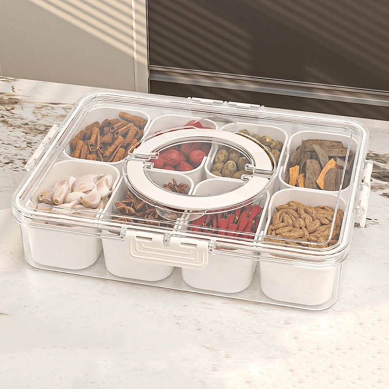 Divided Serving Tray with Lid , Food Storage Container, Snack Box, 4/8 Compartment Snack Containers, Fruit Storage Containers