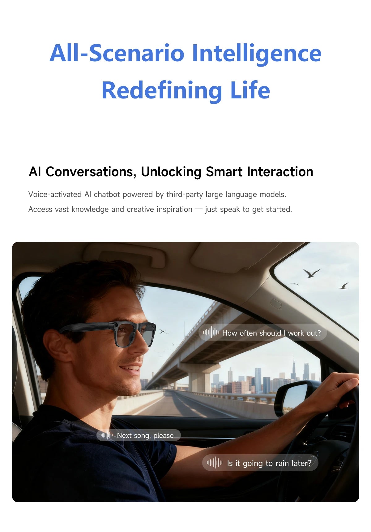 2026 Brand New AI Smart Glasses 100W HD Camera Take photos AI Translation Surround Music Recording BT Call Men Women Sunglasses
