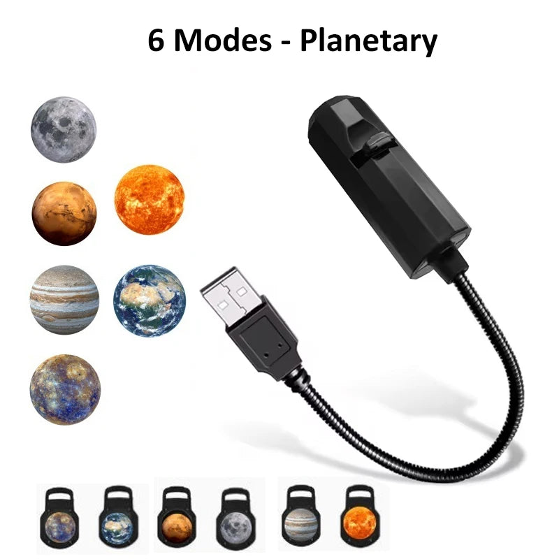 LED Star Galaxy Projector Lamp Moon Earth Wall Decor Switchable Pattern Projection Night Light for Home Bedroom Decoration