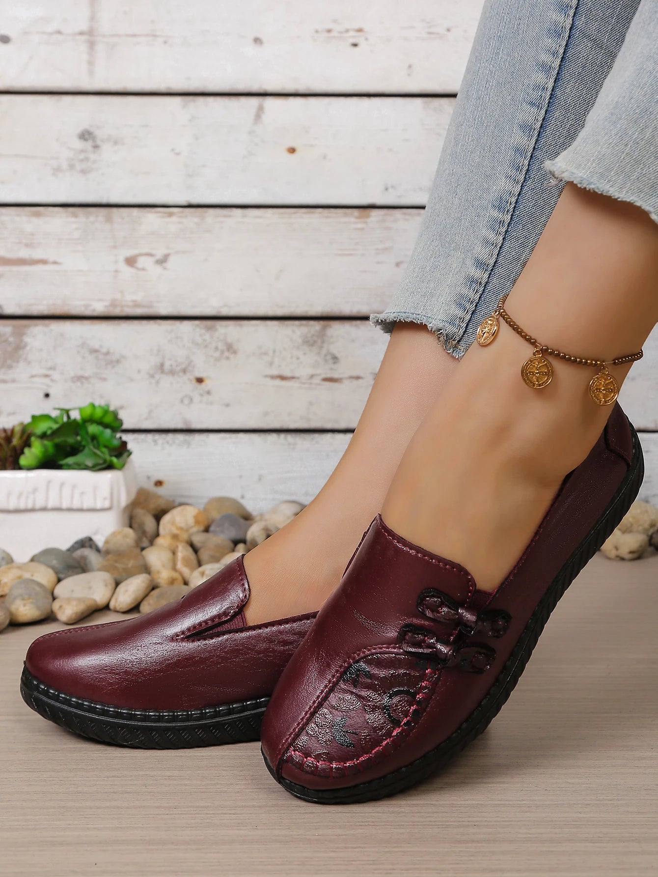 Women's shoes, mom's casual shoes, leather flat shoes, best-selling, elegant and comfortable loafers, free shipping shoes