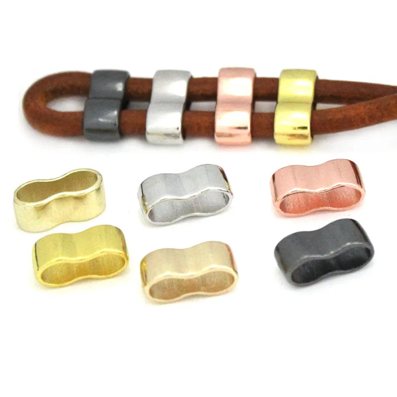 30Pcs Metal Charms Slider Spacer Beads/Big Double Hole Stopper Beads Accessories for Leather Bracelet Jewelry Making Accessories