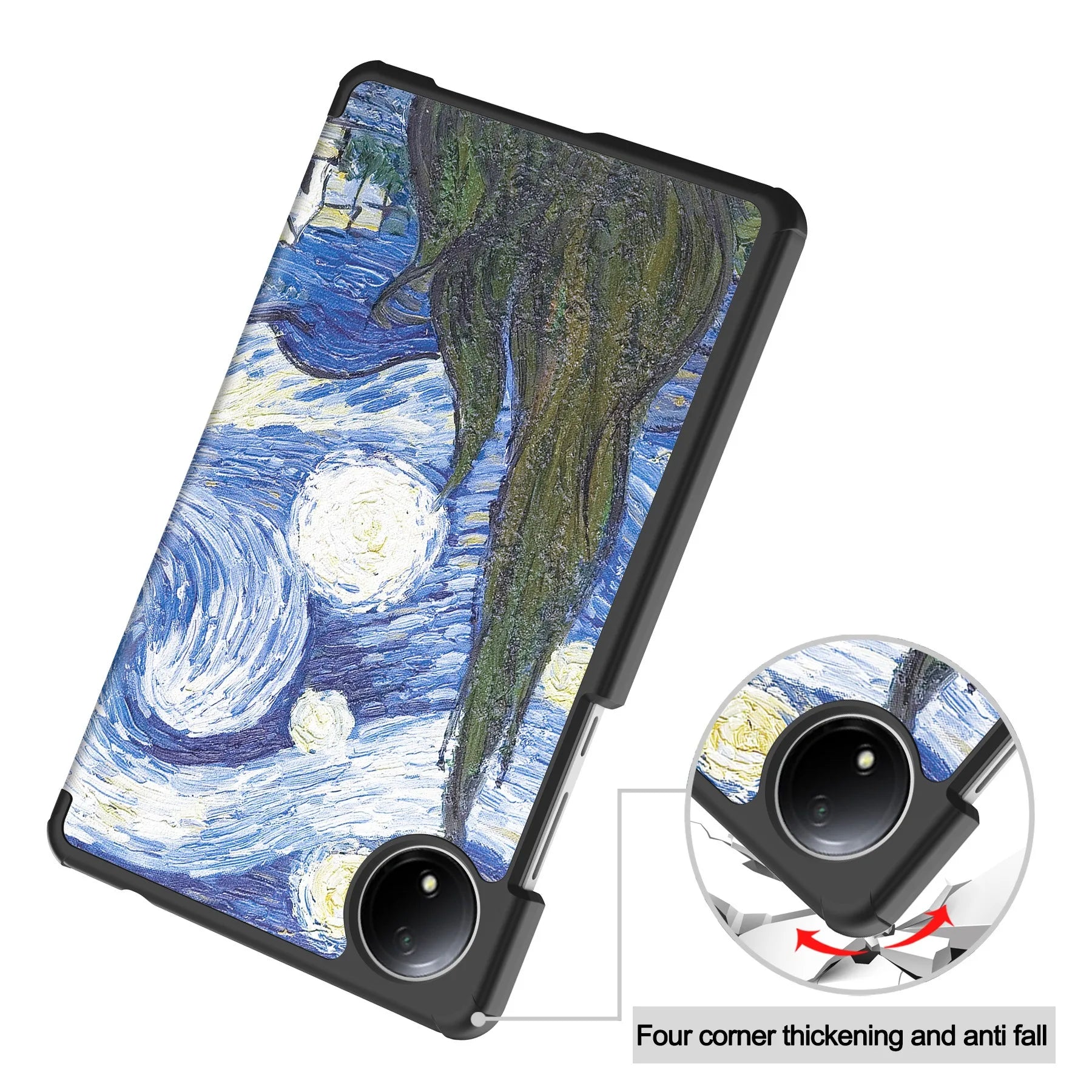 For Xiaomi Redmi Pad SE 8.7 Case 2024 New PU Leather Tri-folding Stand Tablet Cover Funda For redmi pad se 8.7 inch Smart case