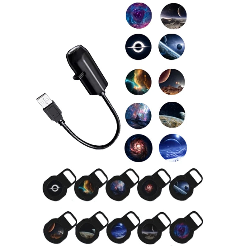 【C】USB Ceiling Moon & Earth Projection Night Light Starry Sky Galaxy Projector - Romantic Bedroom Atmosphere Lamp Easy to Use