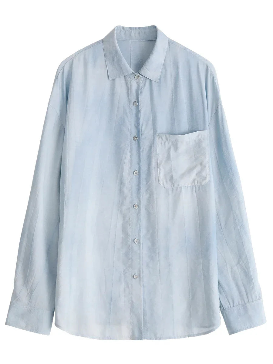 CHIC VEN Women Tie-Dye Casual Long Sleeve Shirt