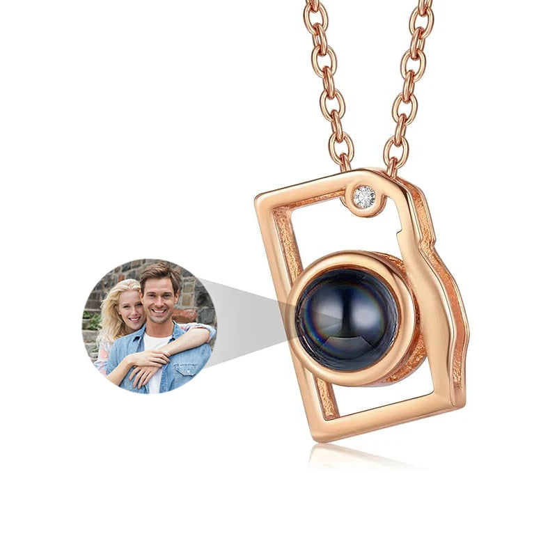 Custom Picture Necklace Personalized Photo Projection Necklace Camera Pendent Necklace Customized Picture Memorial Jewelry Gifts
