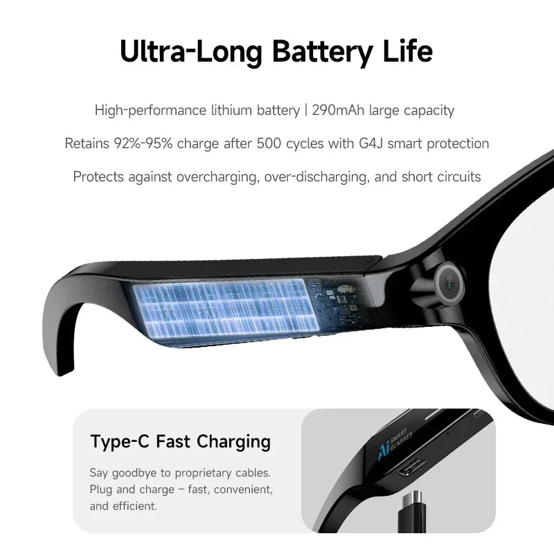 New Smart AI Glasses 800W Shooting Camera HD Photo Video Voice Call Translation Waterproof Bluetooth AI Motorcycle Glasses