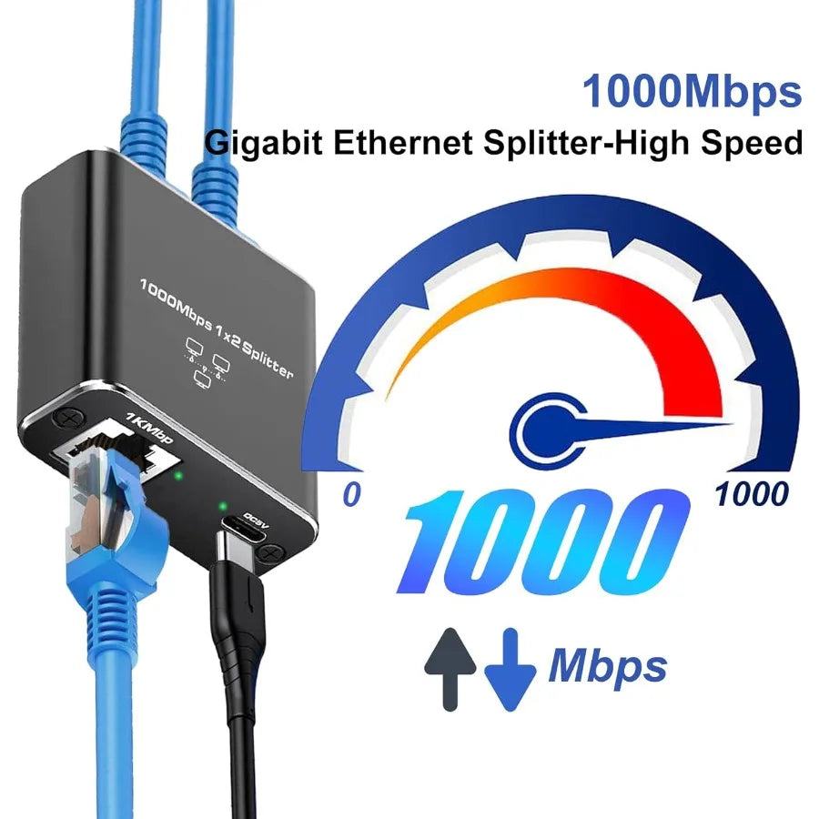 LccKaa 1000Mbps RJ45 Splitter 1 To 2/3/4 Adapter Network Splitter Cable Extender Gigabit LAN Connector for PC Laptop TV Router
