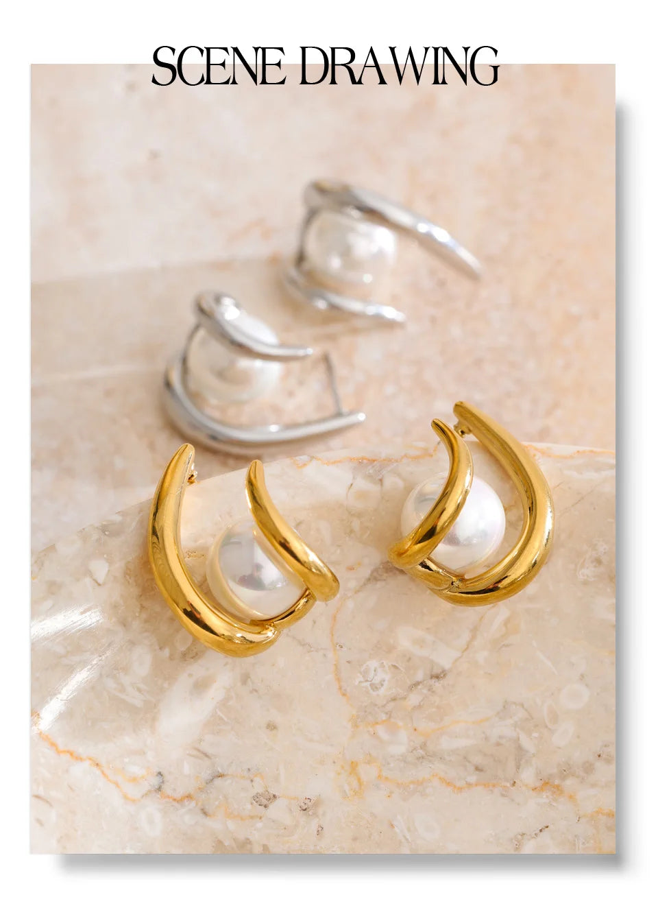 Yhpup New Arrival Simulated Pearls Design Daily Earrings Popular Korean Versatile Fashion Classy Jewelry Accessories PVD Plated