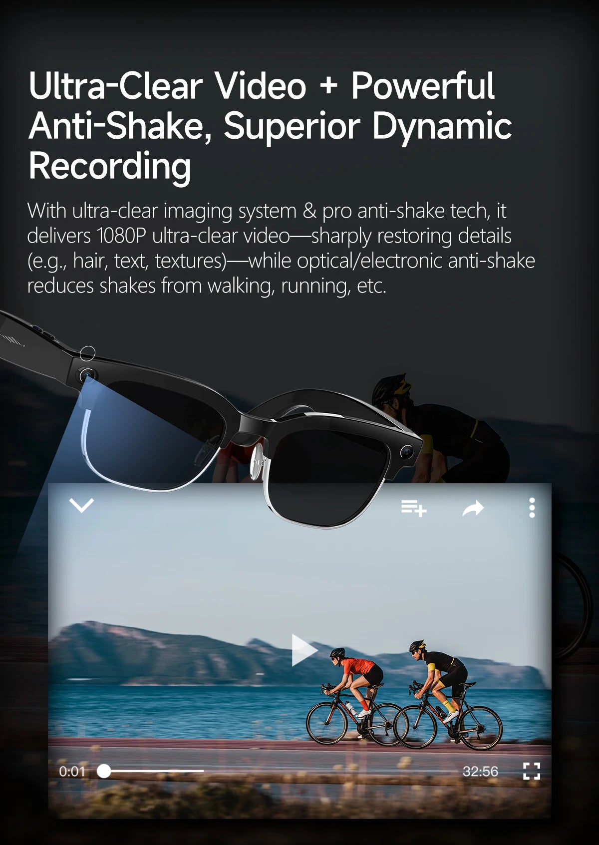 2026 New AI Smart Glasses 8MP HD Camera AI Object Recognition AI Translation 4K ULTRA HD IP66 Waterproof BT Call Smart Glasses