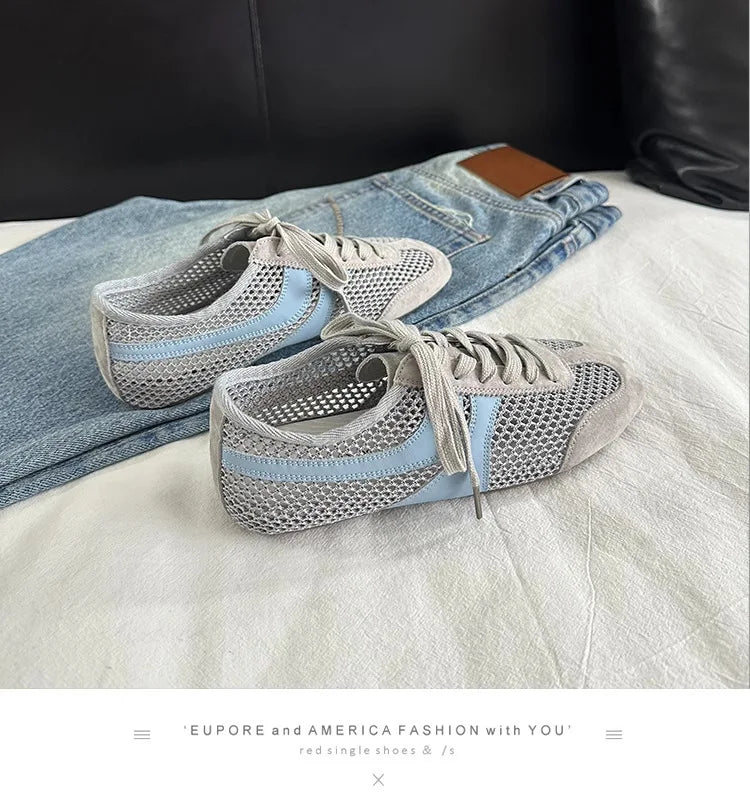 Women Sneakers 2026 Summer German Training Shoes Mesh Breathable Genuine Leather Shoes For Women Sports Casual Tennis Shoes