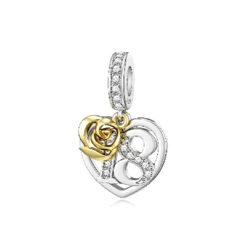 Hot Selling 925 Silver Sibling Daughter Heart-Shaped Charm Bead Suitable For Original European Bracelet DIY Women's Jewelry Gift