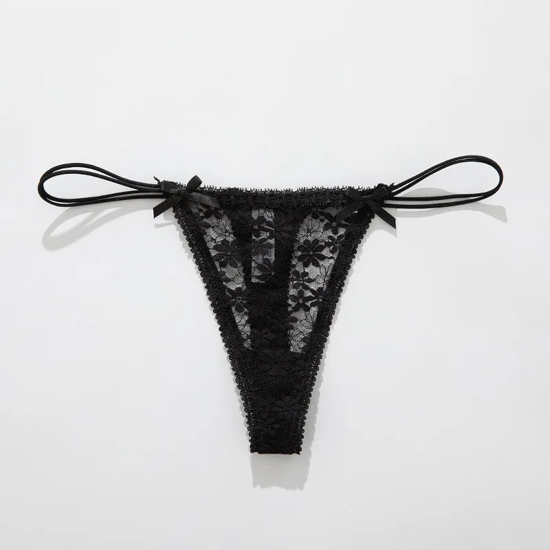 Women Panties Трусы Женские Sexy Lace Bow Female Underwear Women Low Waist Transparent Breathable Thongs Lingerie Стринги