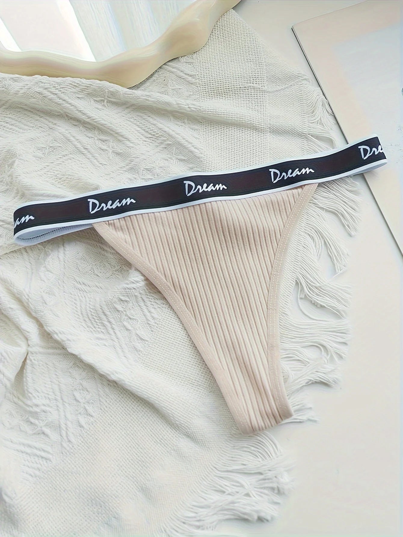 5-piece mixed color simple English belt, perforated women's thong, pure cotton inner lining women's underwear
