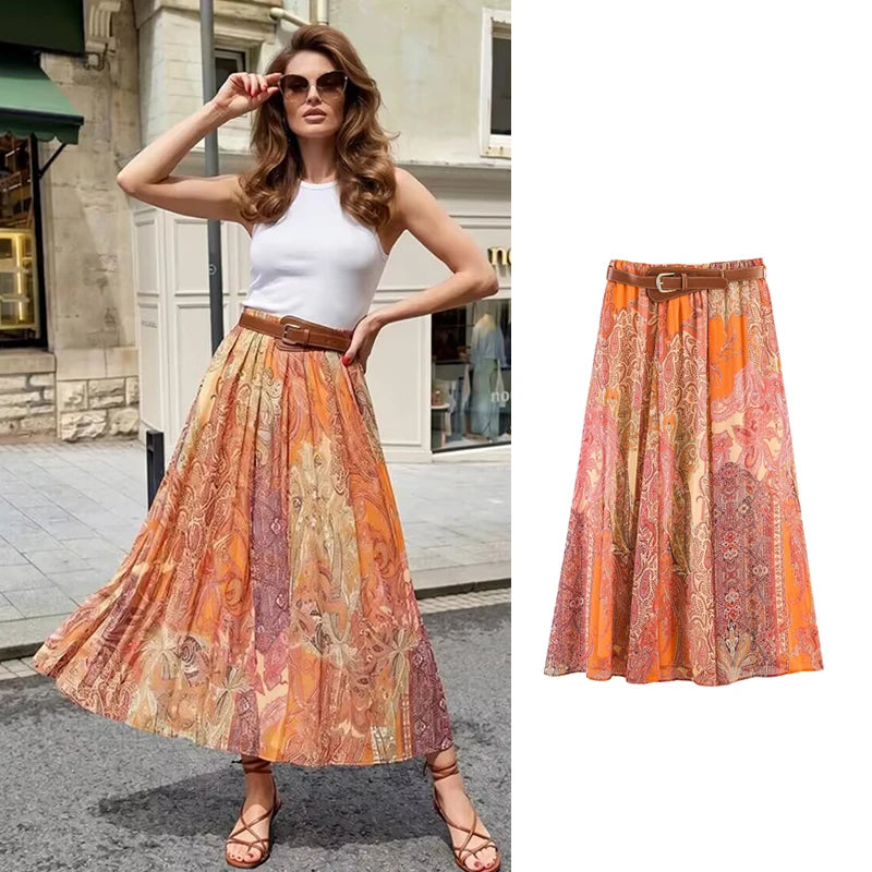 New Women's Skirts Summer 2026 New Fashion Print Unique Party Elegant Women's High Waist Skirts Summer Travel Chic Youth Skirts