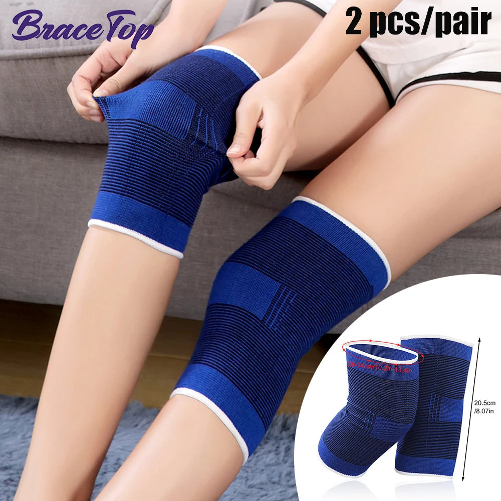 BraceTop 1 Pair Sports Knee Support Brace Wraps Compression Sleeve Stabilizer for Arthritis Meniscus Patella Protector Running