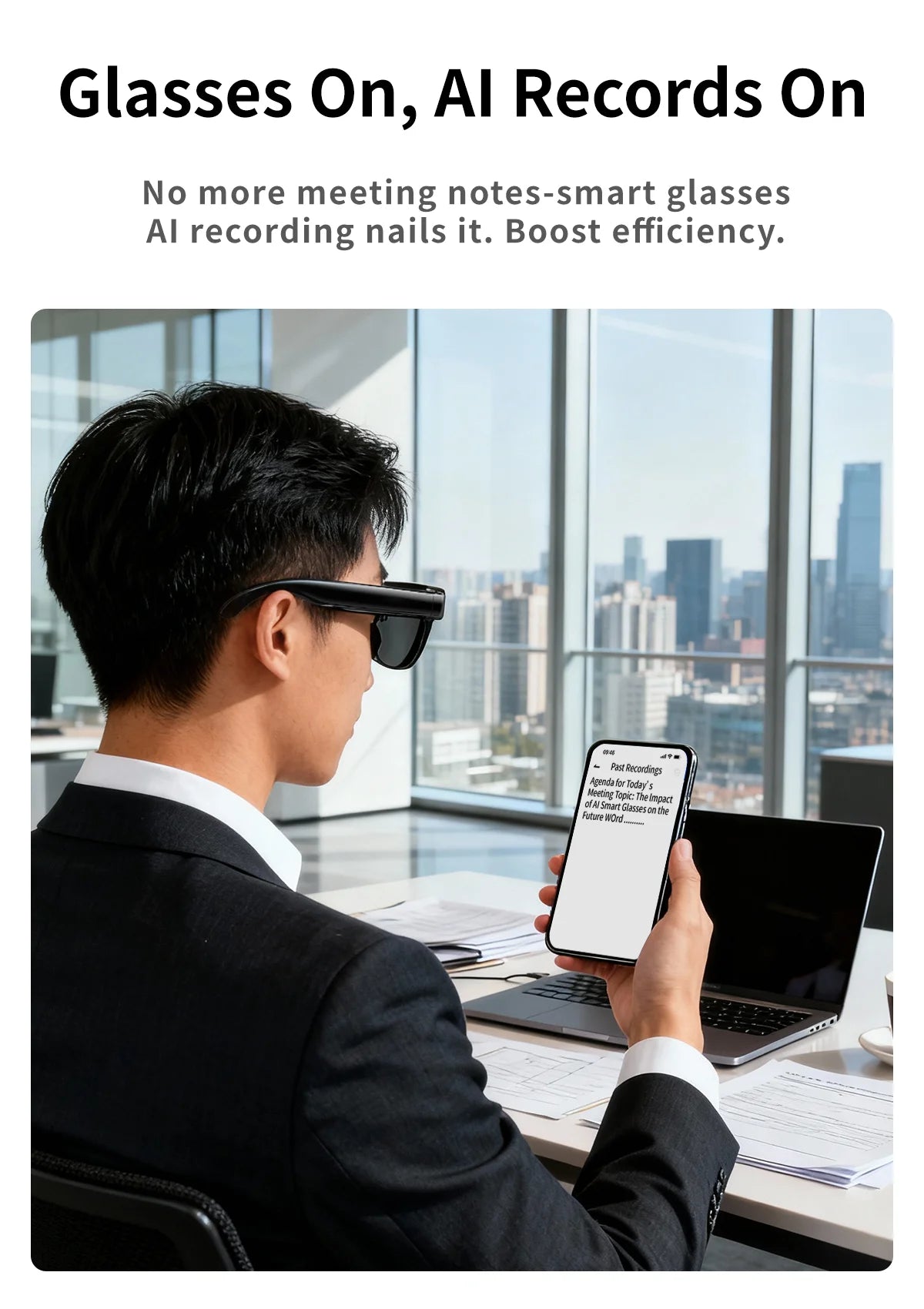 2026AI smart glasses HD 800W anti-shake camera AI dialogue real-time translation IP67waterproof Bluetooth audio smart sunglasses
