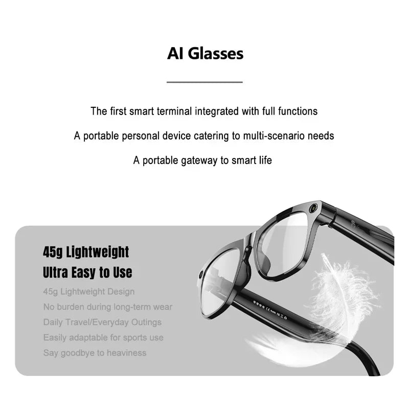 6K HD AI Camera Glasses 800MP Photochromic Multifunctional Smart Glasses Bluetooth Calling Photo Video ChatGPT Music Translation