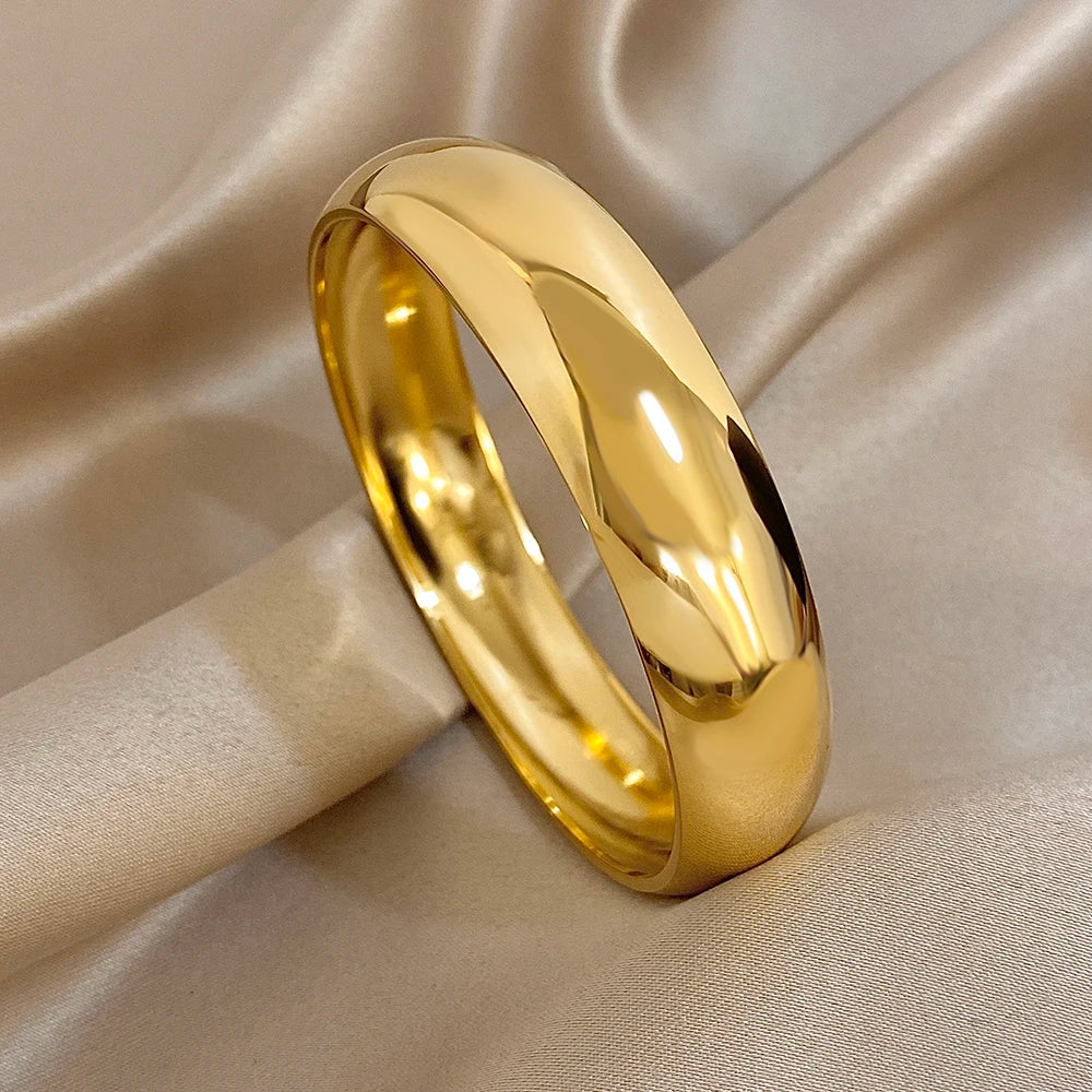 Glossy Gold Bangle Stainless Steel Jewelry