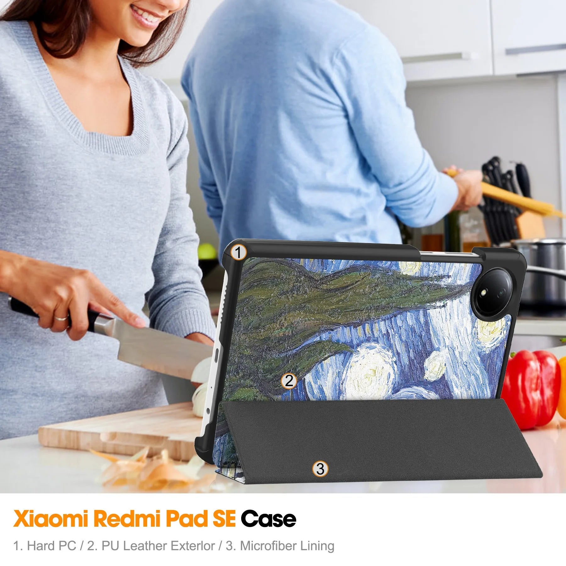 For Xiaomi Redmi Pad SE 8.7 Case 2024 New PU Leather Tri-folding Stand Tablet Cover Funda For redmi pad se 8.7 inch Smart case