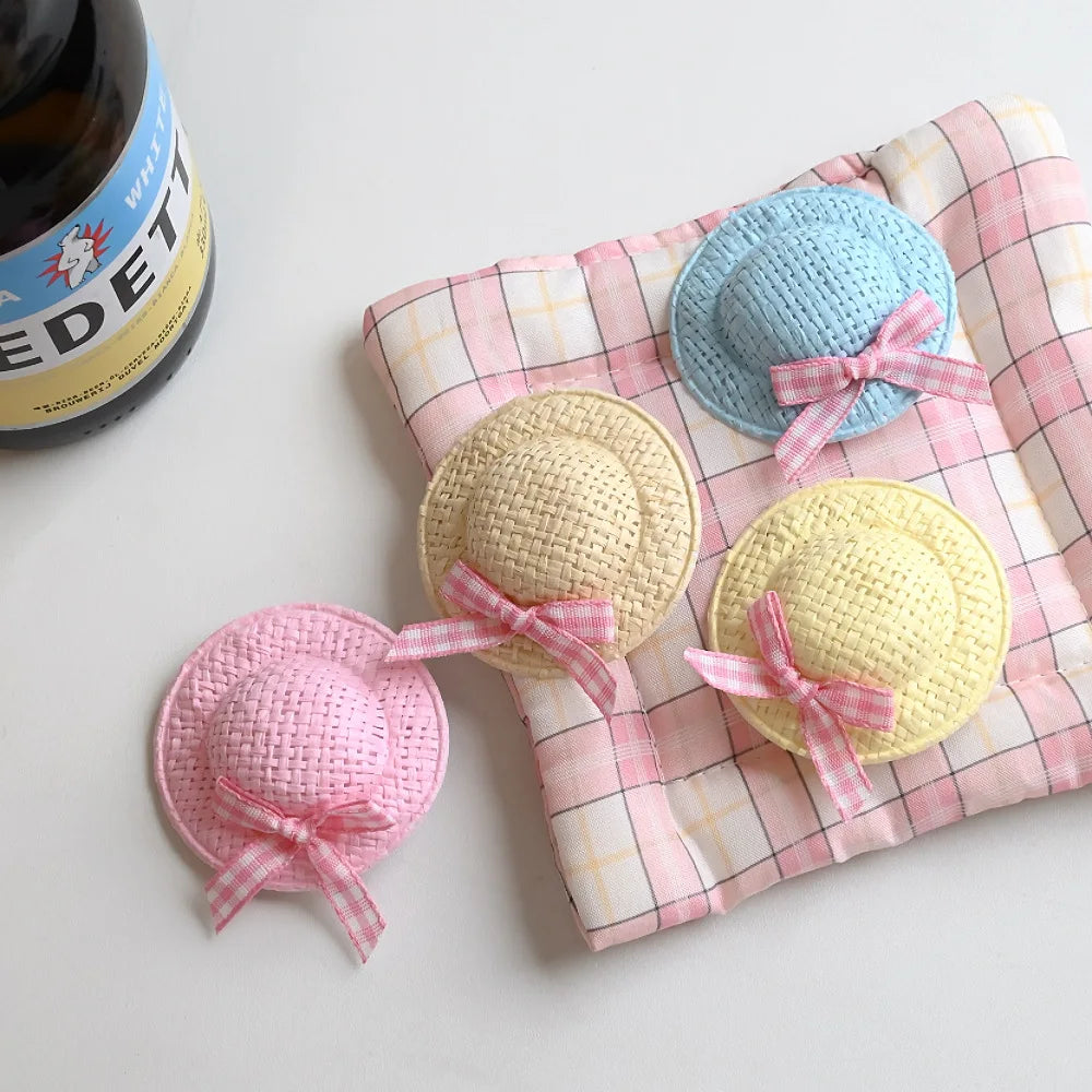 Creative Hair Clips Summer Cute Woven Straw Hat Hairpins for Baby Girl Sweet Kids Barrettes Fashion Hair Accessories пучки волос