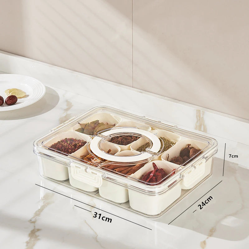 Divided Serving Tray with Lid , Food Storage Container, Snack Box, 4/8 Compartment Snack Containers, Fruit Storage Containers