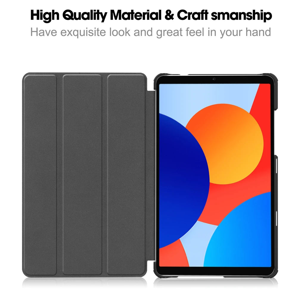 For Xiaomi Redmi Pad SE 8.7 Case 2024 New PU Leather Tri-folding Stand Tablet Cover Funda For redmi pad se 8.7 inch Smart case