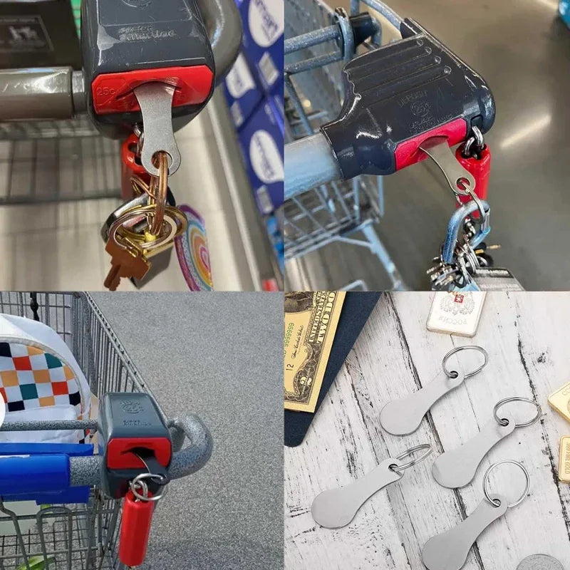 10PCS Free Custom Logo Shopping Cart Trolley Token Key Ring Hanger Loose Shopping Cart Chip Stainless Steel Shopping Cart Tools