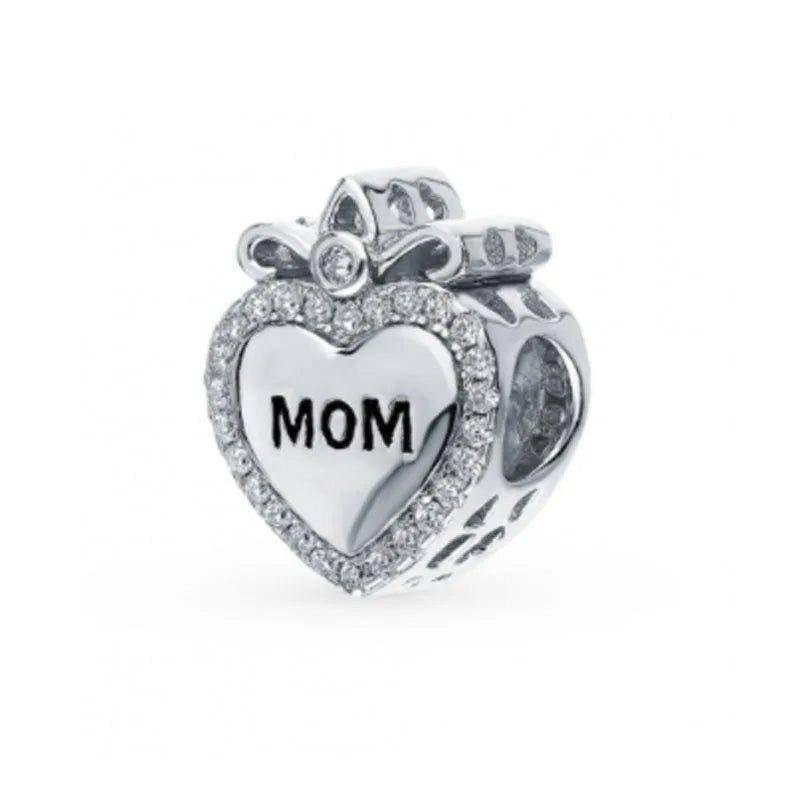 Hot Selling 925 Silver Sibling Daughter Heart-Shaped Charm Bead Suitable For Original European Bracelet DIY Women's Jewelry Gift