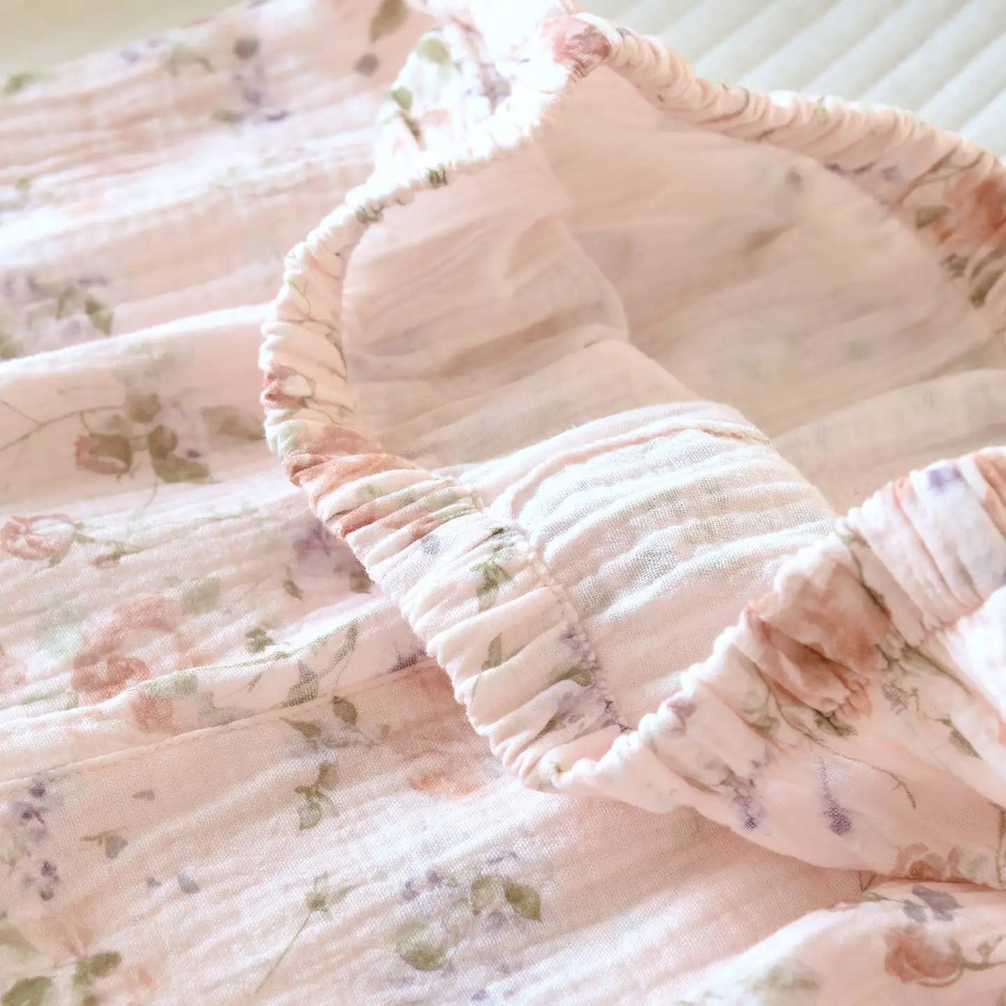 2026 New Women's Spring and Autumn Pajama Set 100% Cotton Crape Cloth Flower Collar Long Sleeve Two Piece Set Large Home Clothes