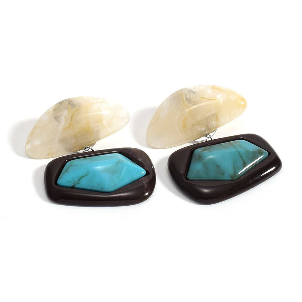 Vintage Summer Resin Drop Earrings For Women Acrylic Geometric Earrings Jewelry Gifts Accessories