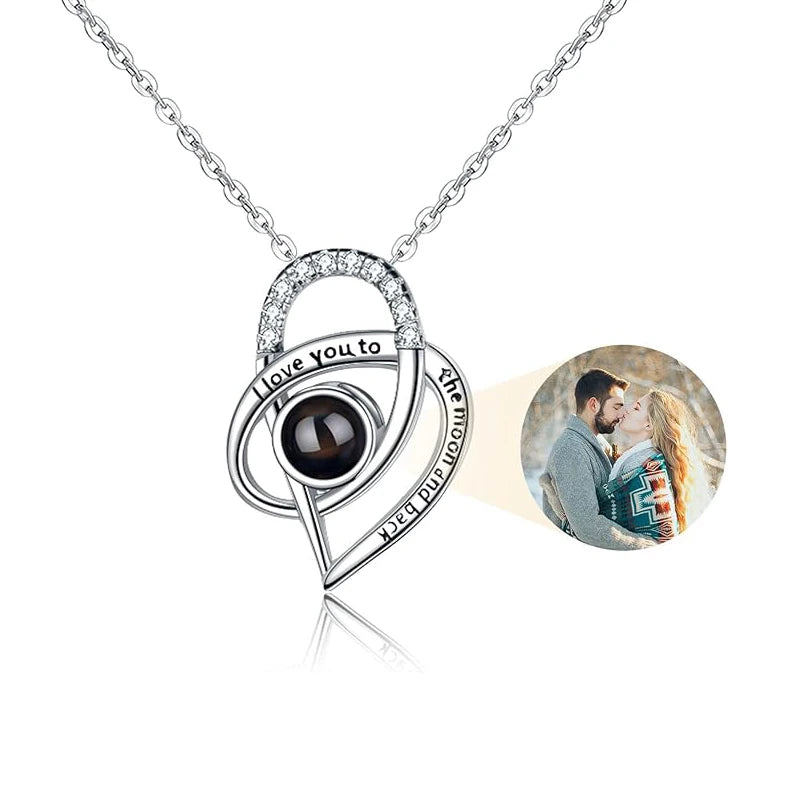 Personalized Picture Projection Necklace Custom Photo Pendant Necklace Love Memorial Gifts Birthday Gifts for Mom Wife Valentine