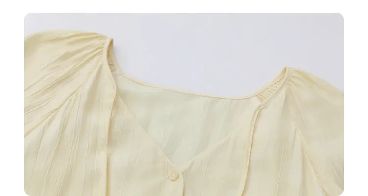 CHIC VEN Women Shirts Korean Loose Soild V-neck Long Sleeved Blouses Fashion Design Soft Lace Up Ladies Tops Summer New 2024