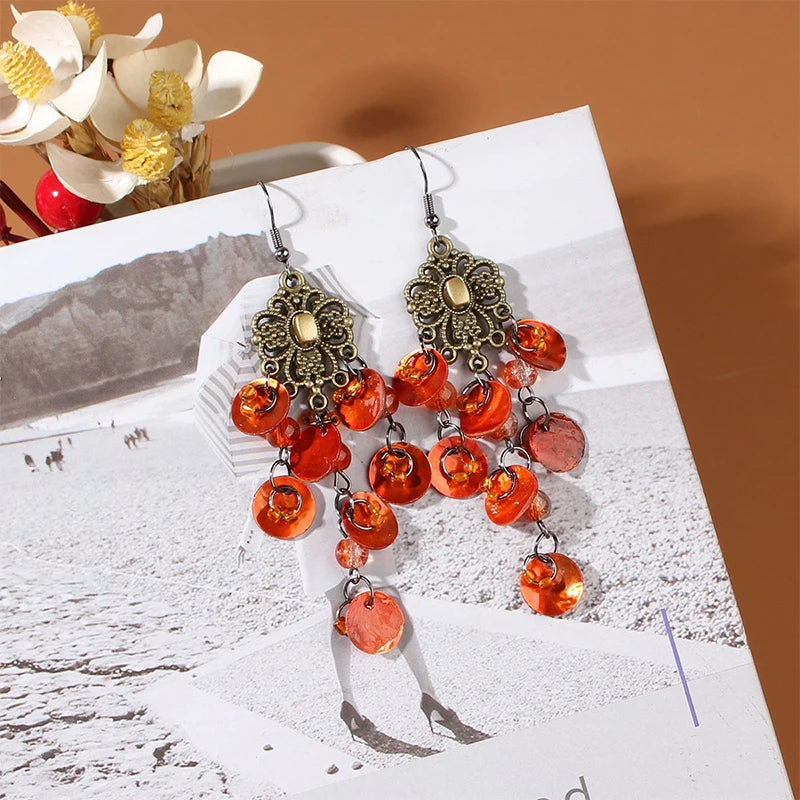 Cute Summer Flower Earrings Handmade Vacation Bohemian Earrings Exaggerated Beach Women Jewelry Party
